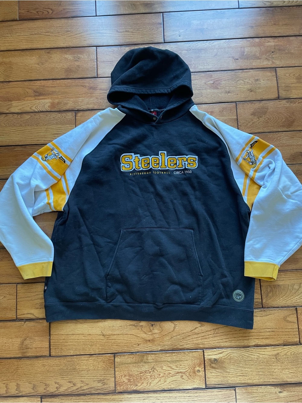 NFL Pittsburgh Steelers Black White & Gold Hooded Sweatshirt